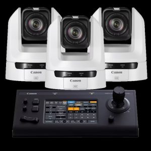 Canon 3x CR-N100 PTZ Cameras (WHITE) and 1x RC-IP100 Controller Bundle